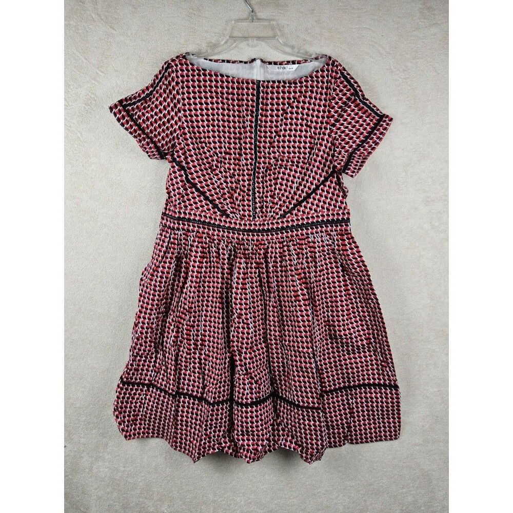 eShakti Custom Women's Short Sleeve Fit Flare Dress Size L